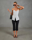Dottie Chic Polka Dot Linen Blend Tank Top