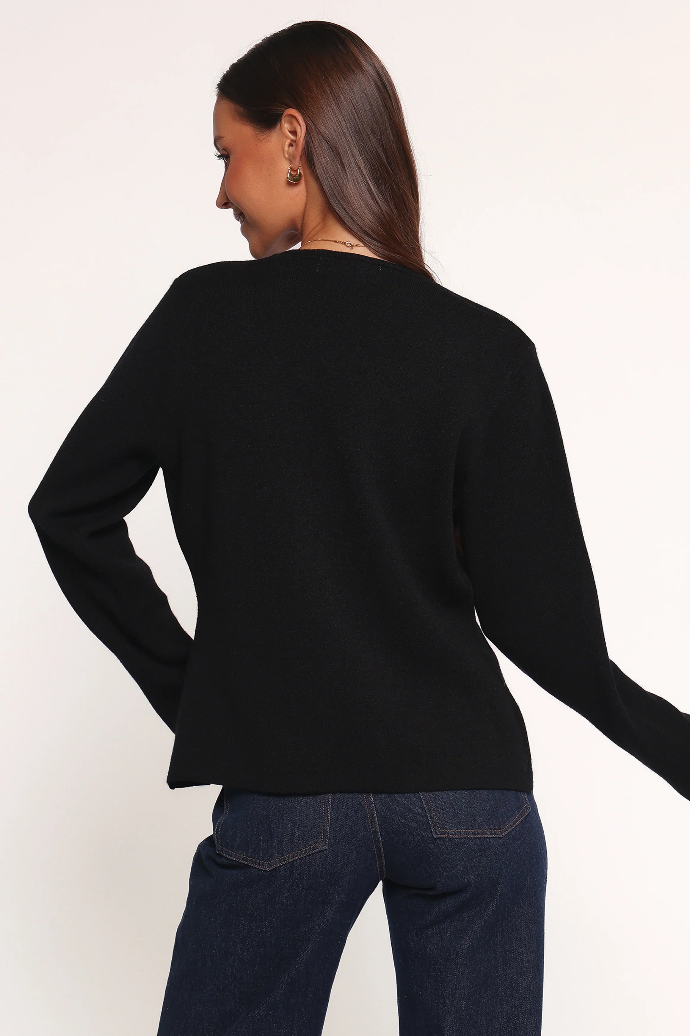 Jett Large Button Cardigan Black