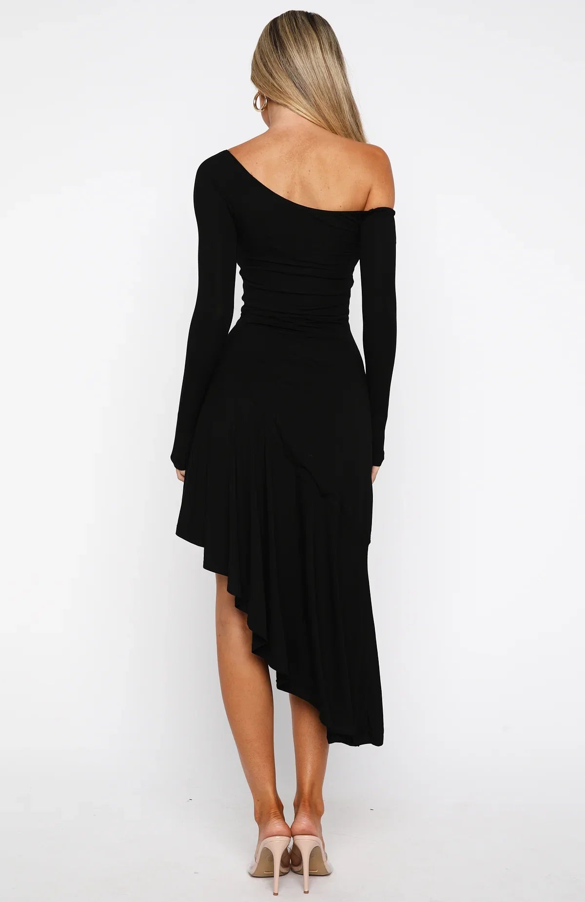 After Youve Gone Long Sleeve Midi Dress Black