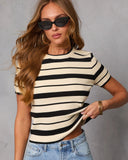 Sanaa Striped Short Sleeve Top