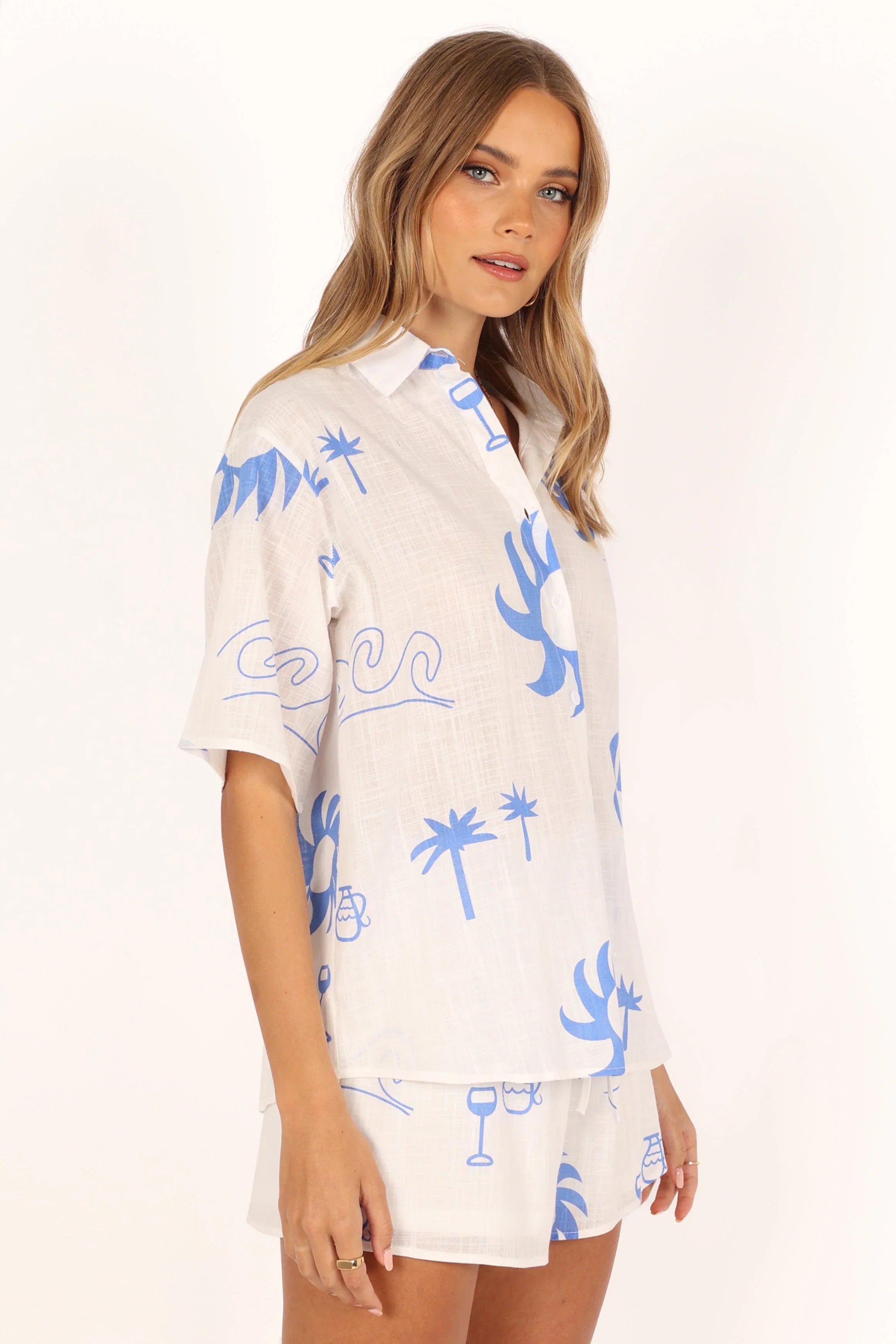 Sun Wave Short Set White Blue