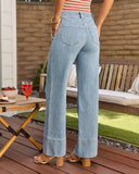 Loriana Stretch Pintuck Wide Leg Jeans