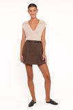 Cassia Belted Aline Skirt Chocolate Brown