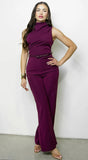 Rhen Asymmetric Draped Jumpsuit Berry