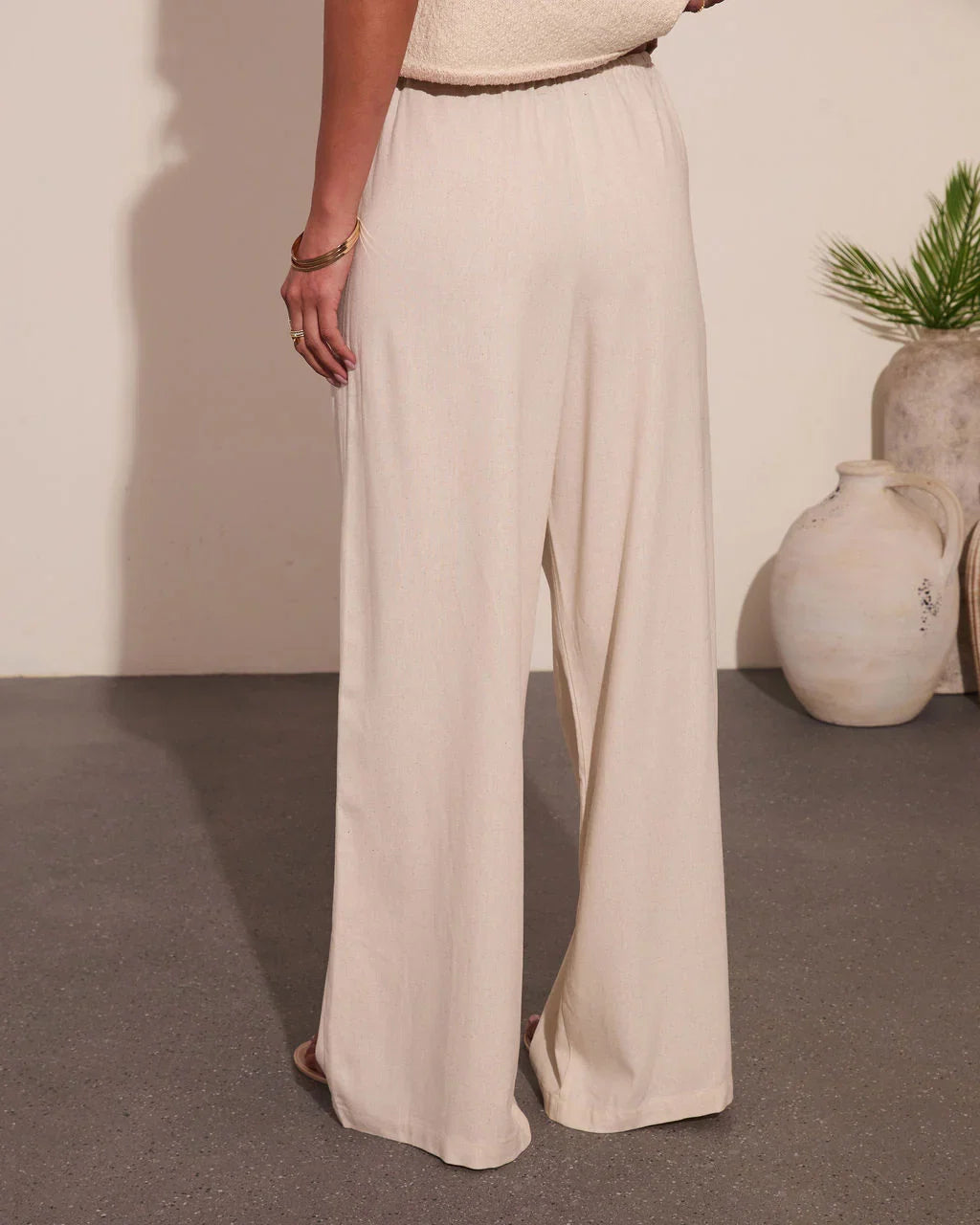 Loriela Drawstring Wide Leg Linen Blend Pants