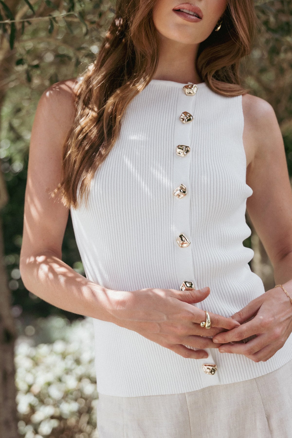 Lysa Knit Vest Top White