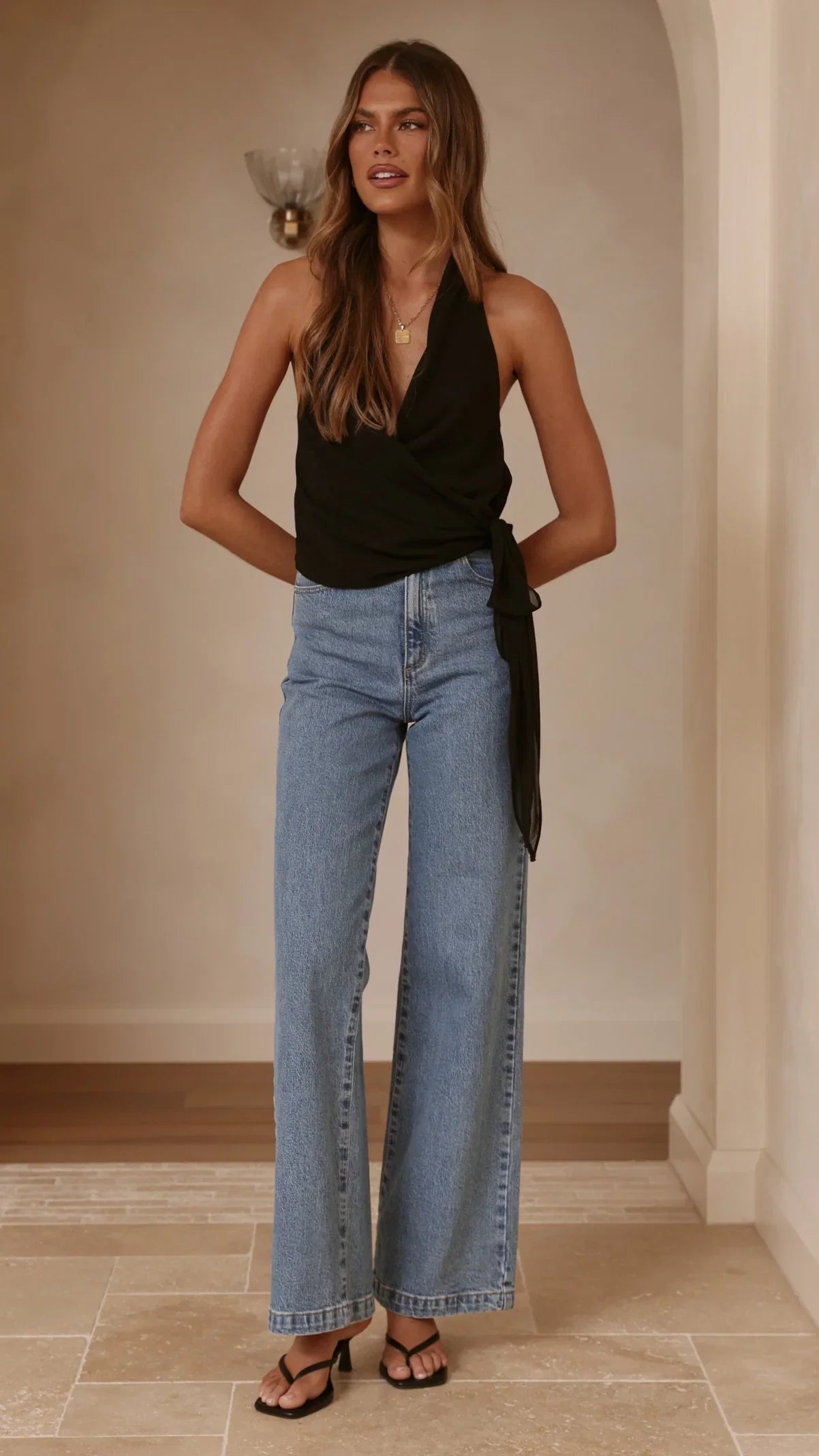 Belle Halter Neck Top Black