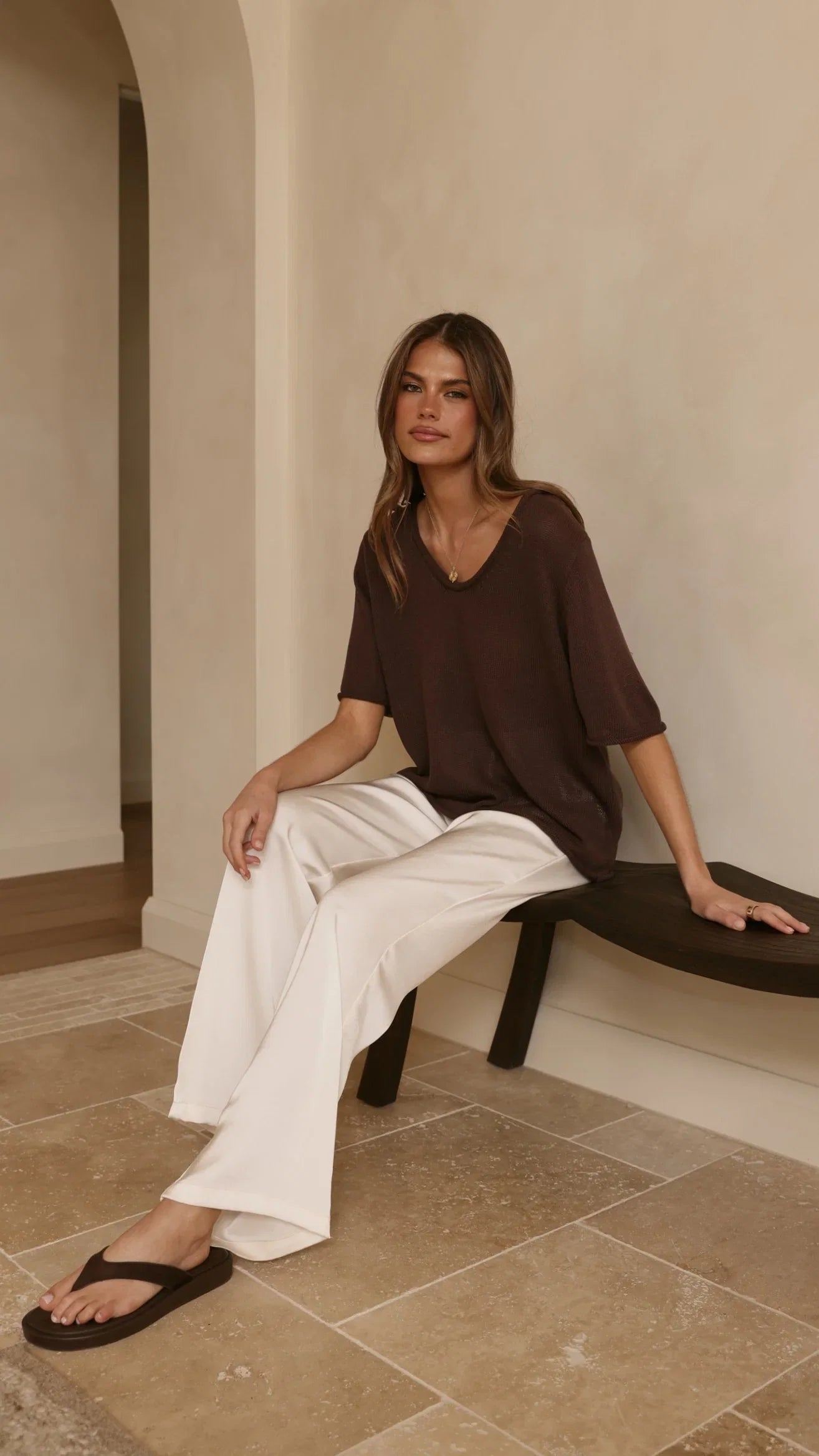 Spring Scoop Neck Tee Chocolate