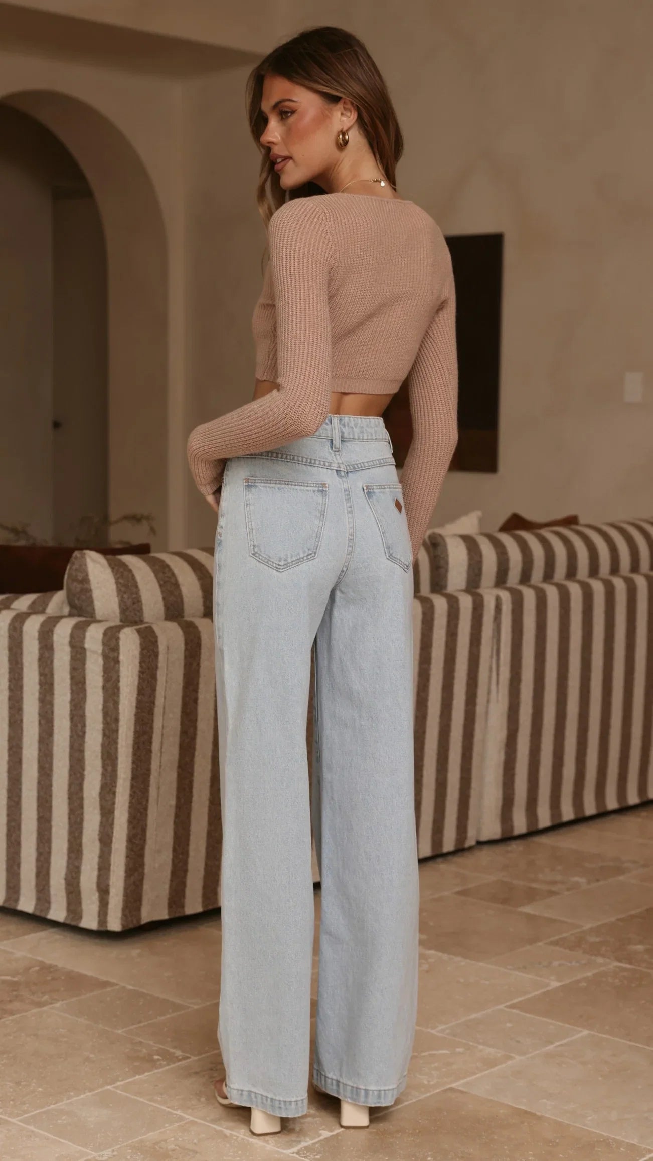 Lacy Long Sleeve Top Mocha