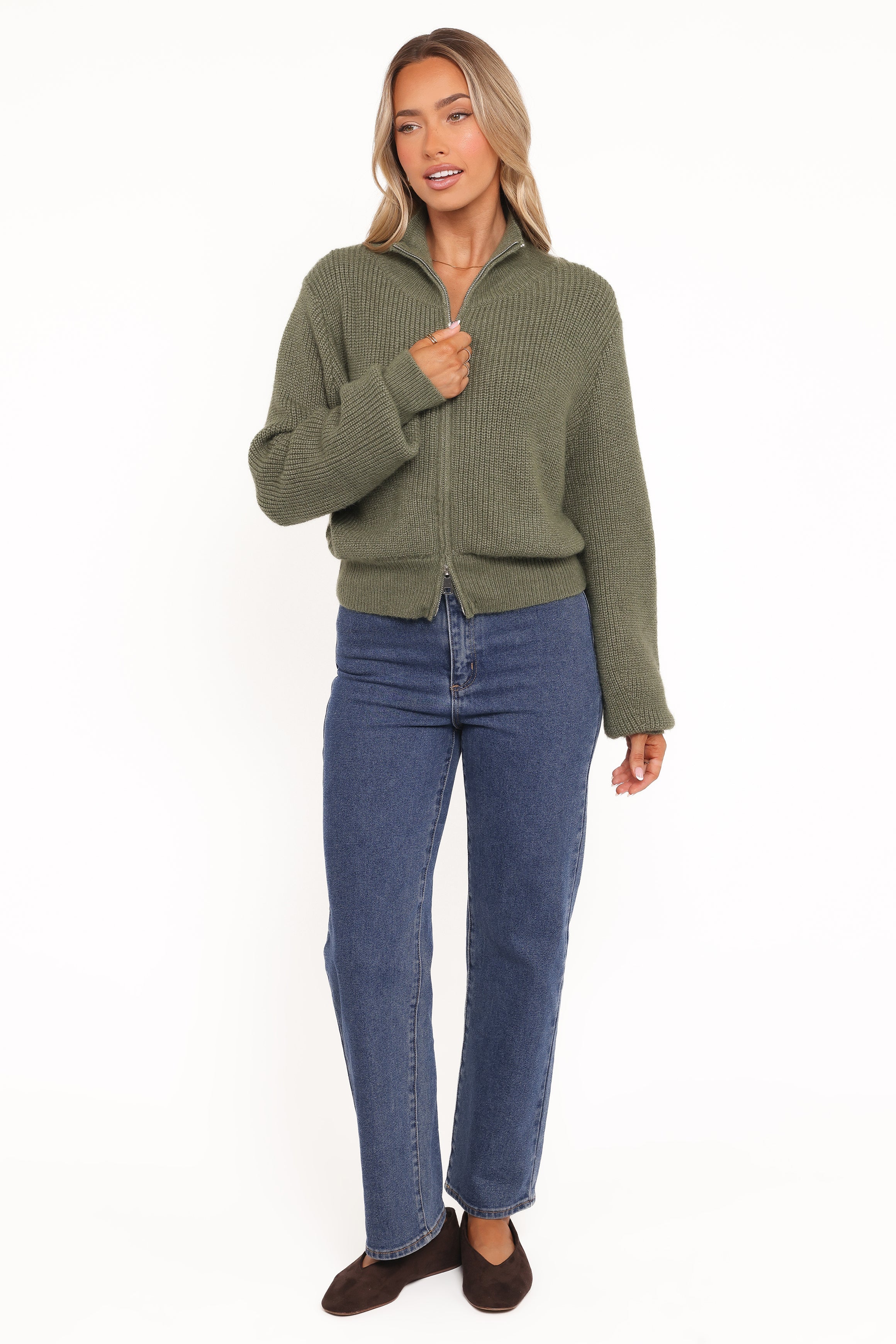 Kourtney Zip Cardigan Olive