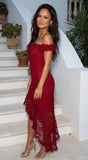 Valentia Lace Hi Low Maxi Dress Red
