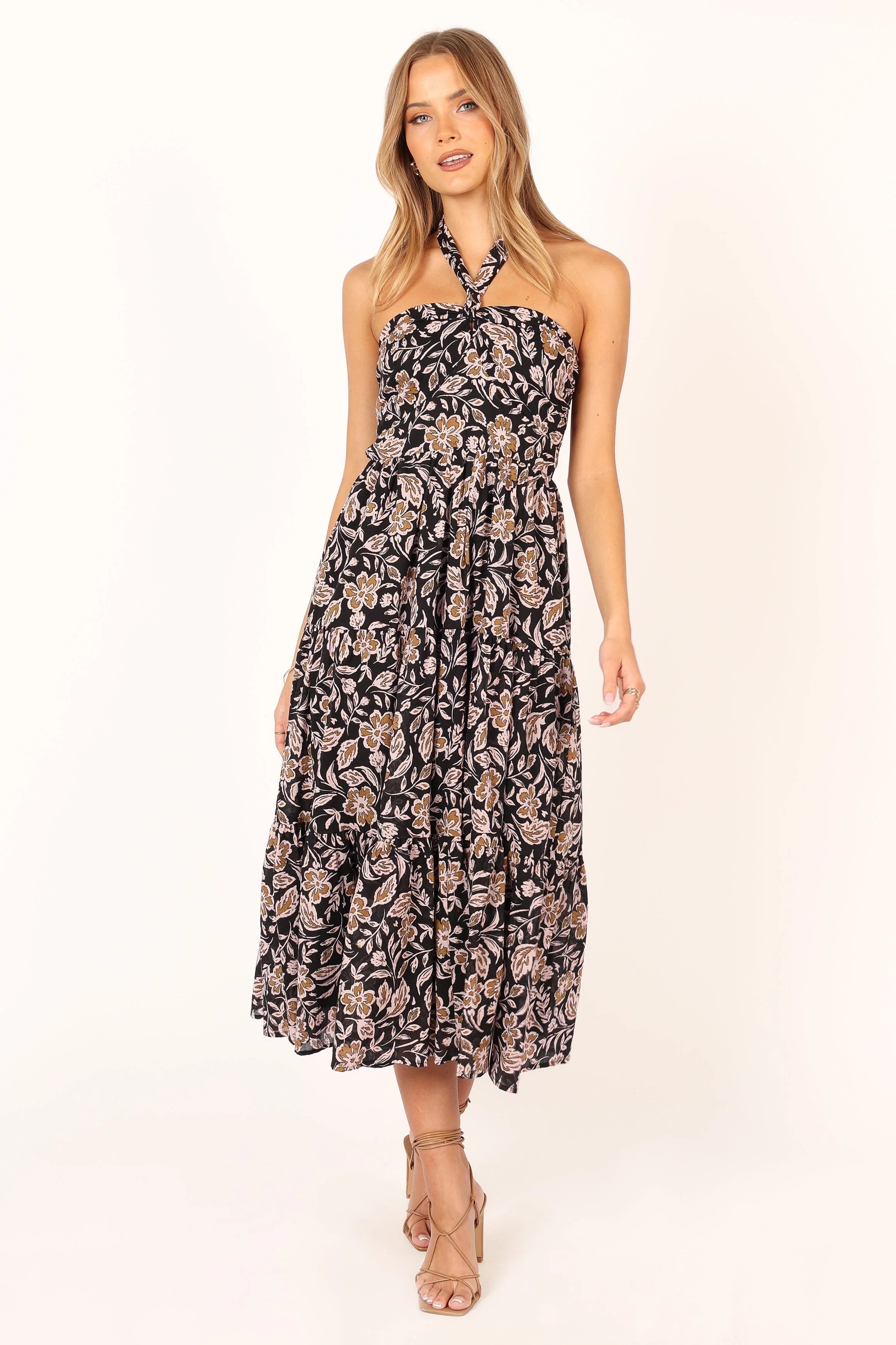 Shena Midi Dress Black Multi