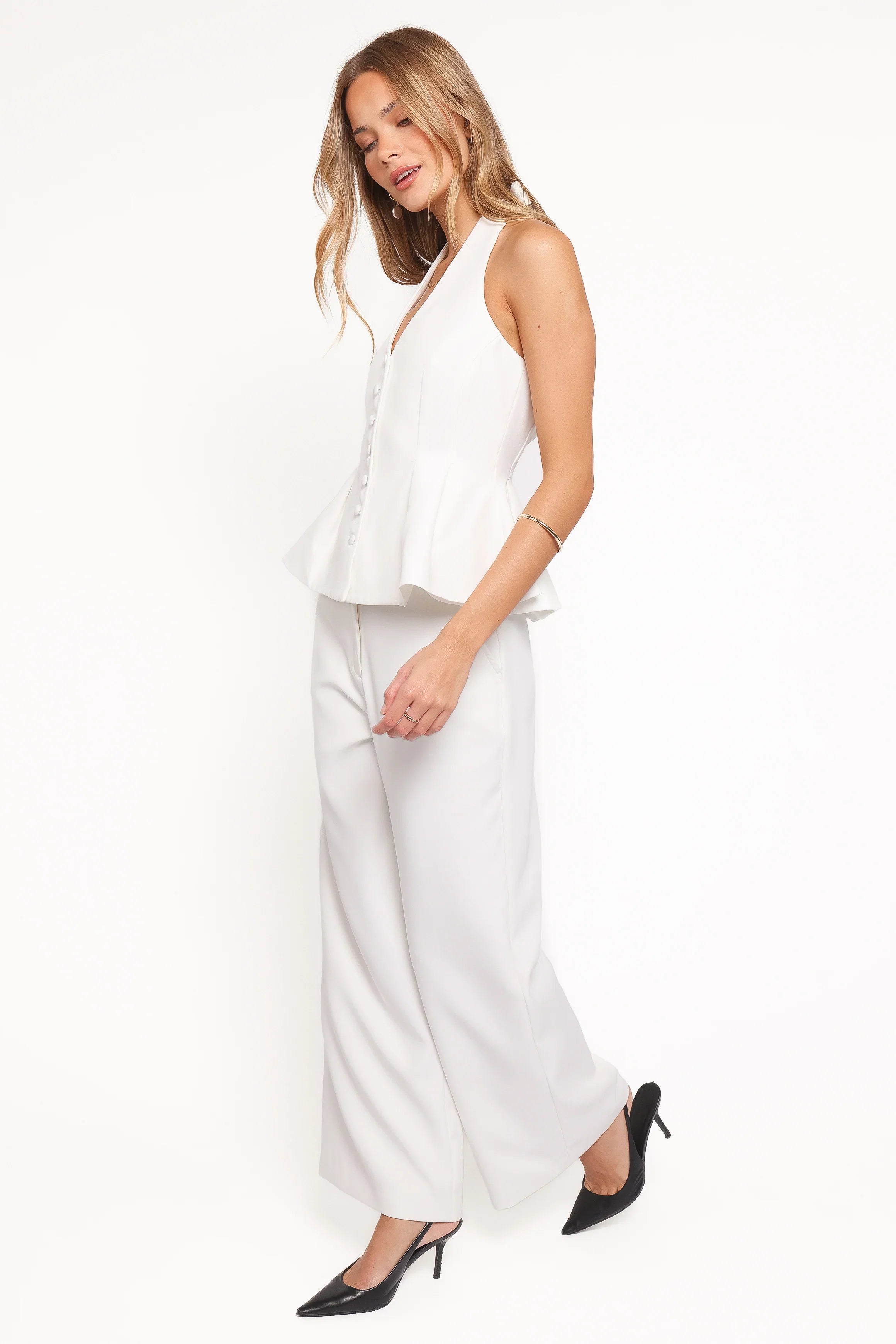Odelia Halter Vest Pant Set White
