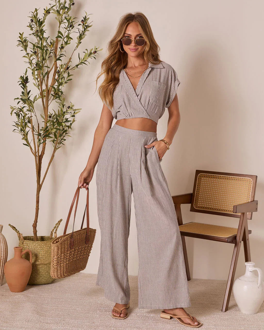 Thea High Rise Striped Pants