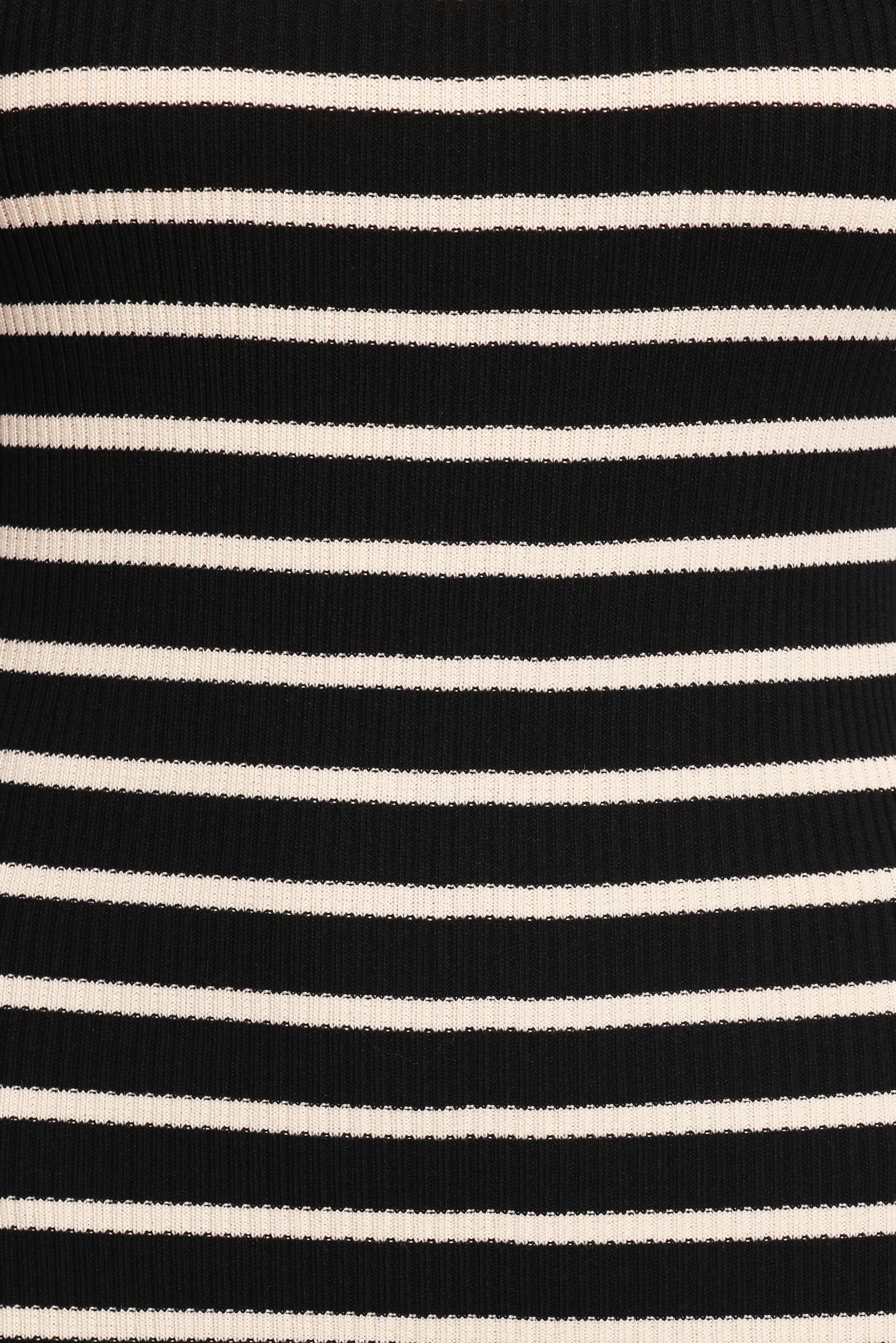 Arabella Knit Dress Black Beige Stripe
