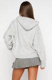 Off To Better Things Oversized Knit Hoodie Light Grey