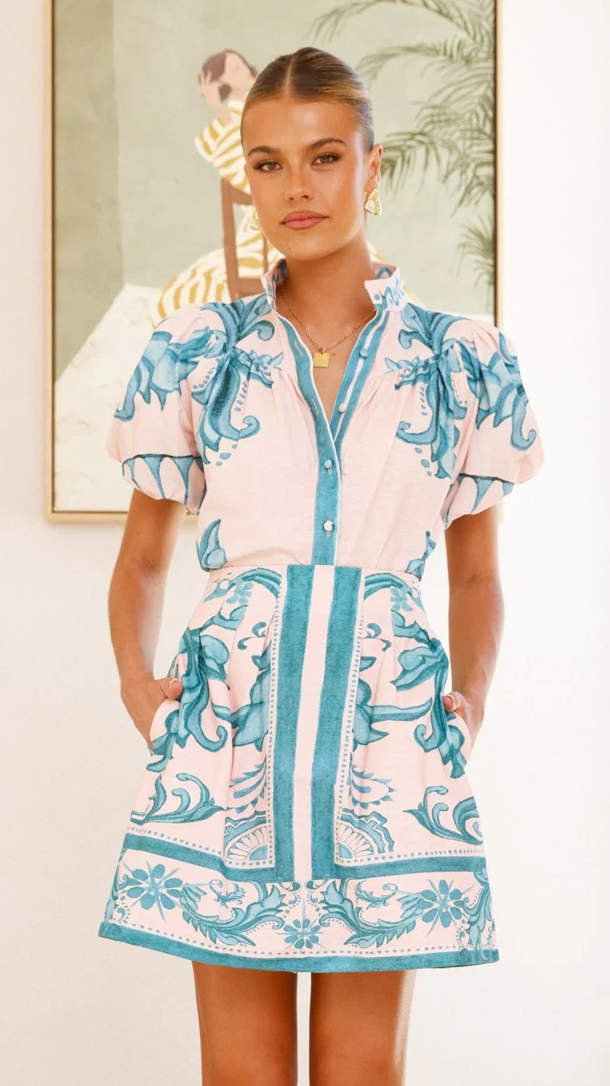 Lanie Shirt Aqua Pink Zayna