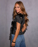 Alenna Neck Tie Printed Satin Blouse