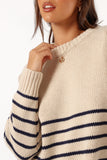 Tenzie Stripe Knit Sweater Natural Navy