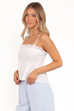 Gretal Smocked Eyelet Top White
