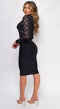 Kegan Black Studded Mesh High Neck Bandage Dress