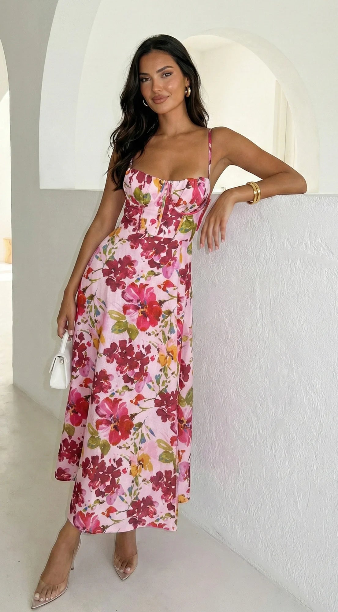 Floréa Bodice Floral Maxi Dress Pink
