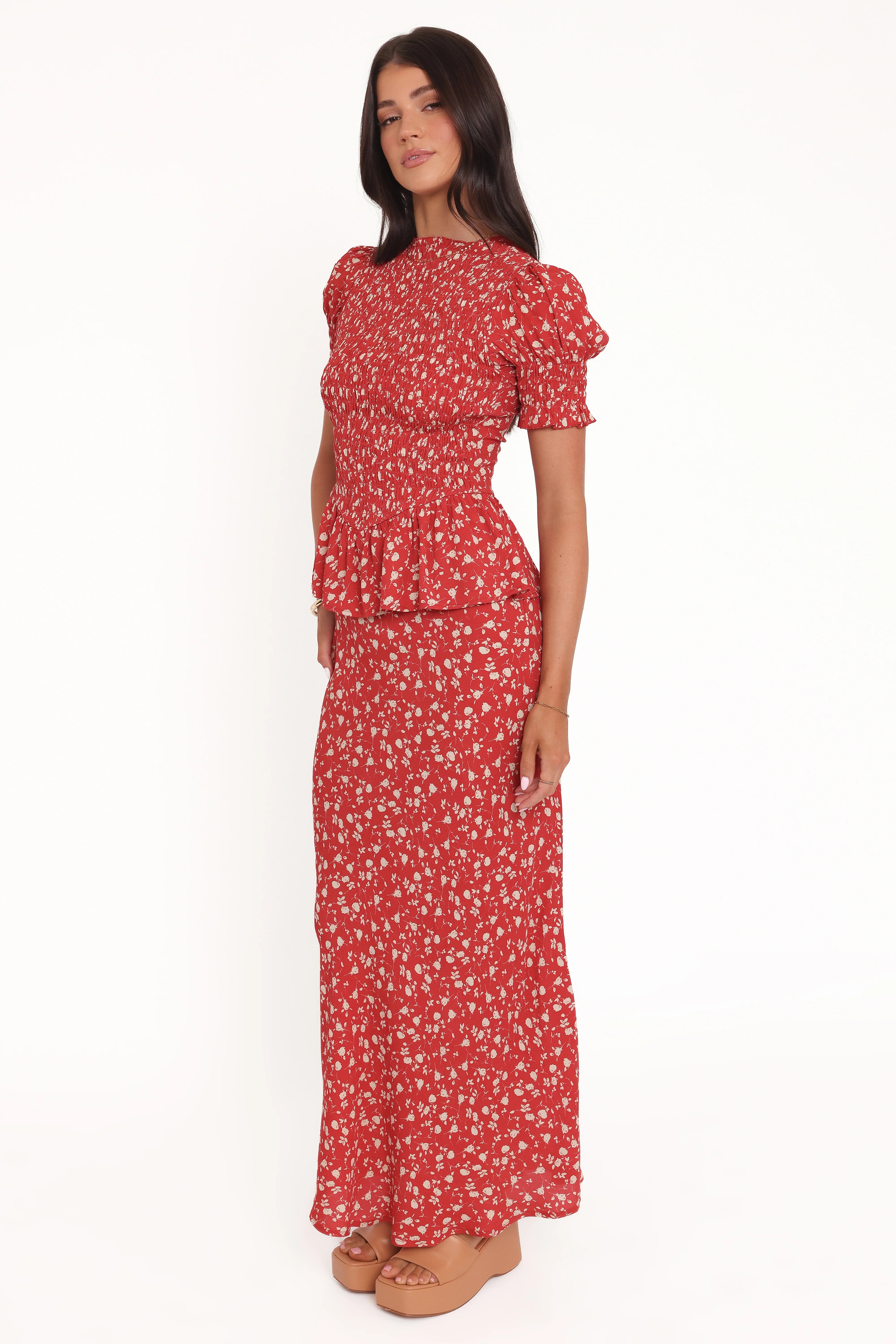 Zoella Peplum Top Red Floral