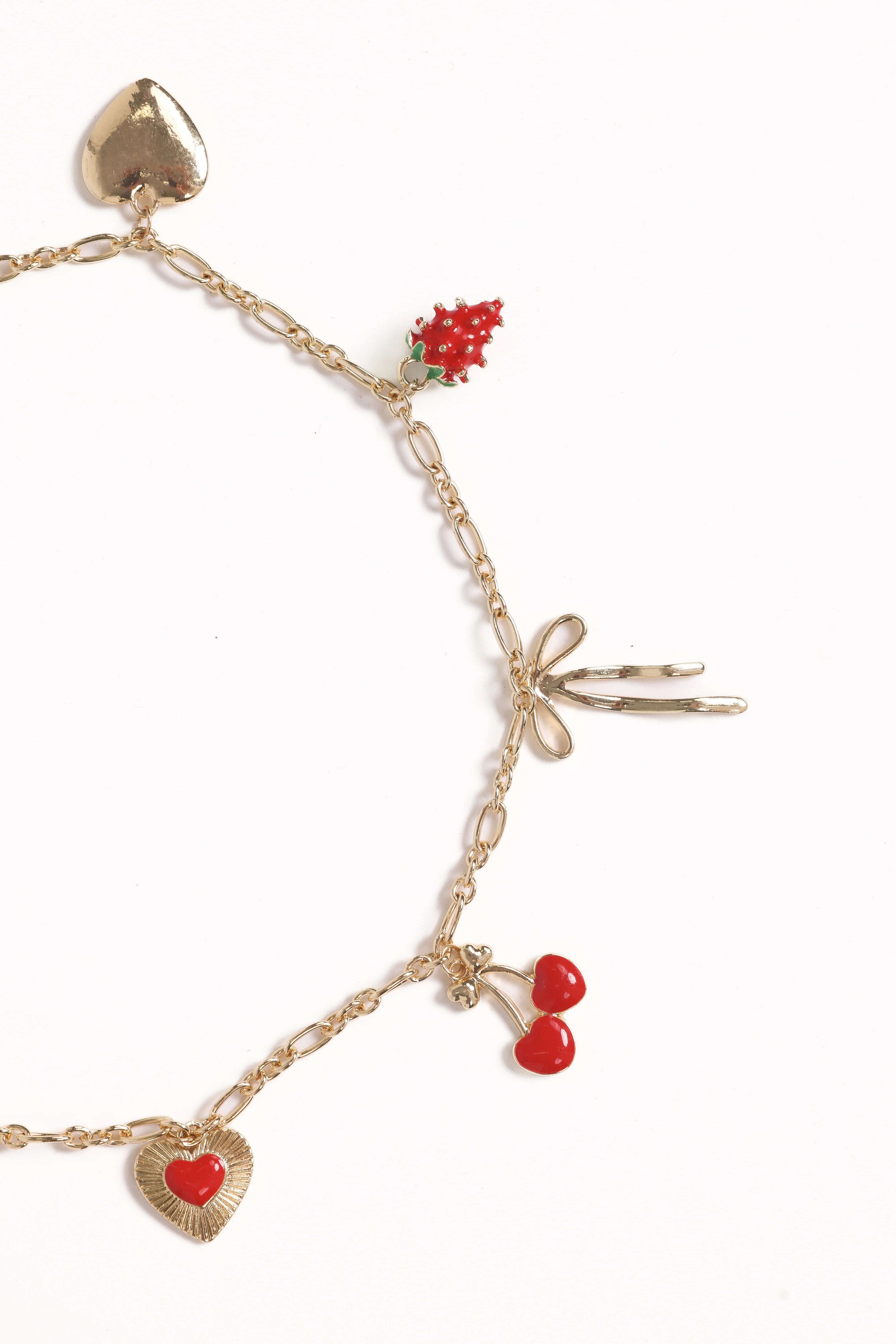 Alyssa Charm Necklace Gold Red
