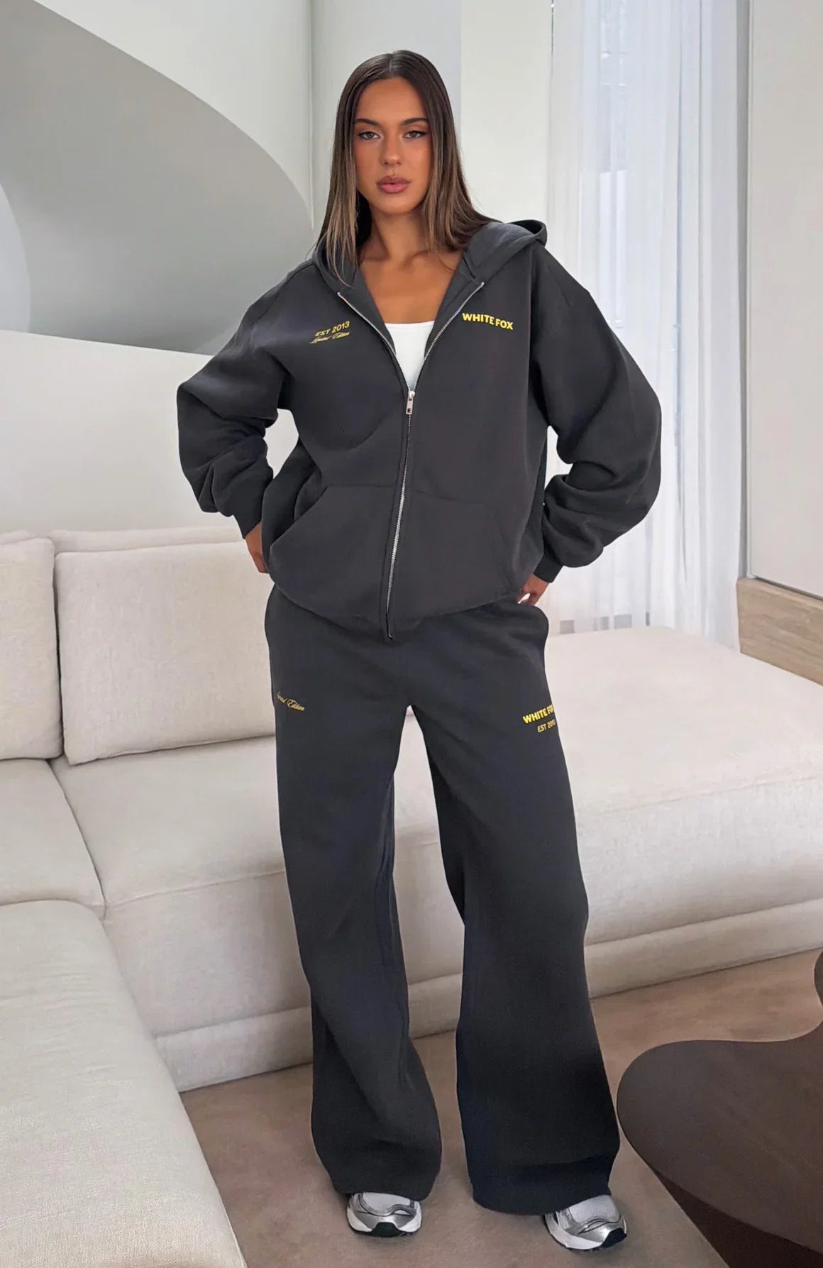 Proving Myself Wrong Wide Leg Sweatpants Charcoal