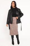Parsons Oversized Faux Leather Moto Jacket Black