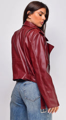 Piper Faux Leather Jacket Burgundy