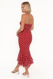 Tullia Mesh Midi Skirt Red Polka Dot