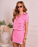Sunlit Sweetheart Contrast Trim Floral Lace Top