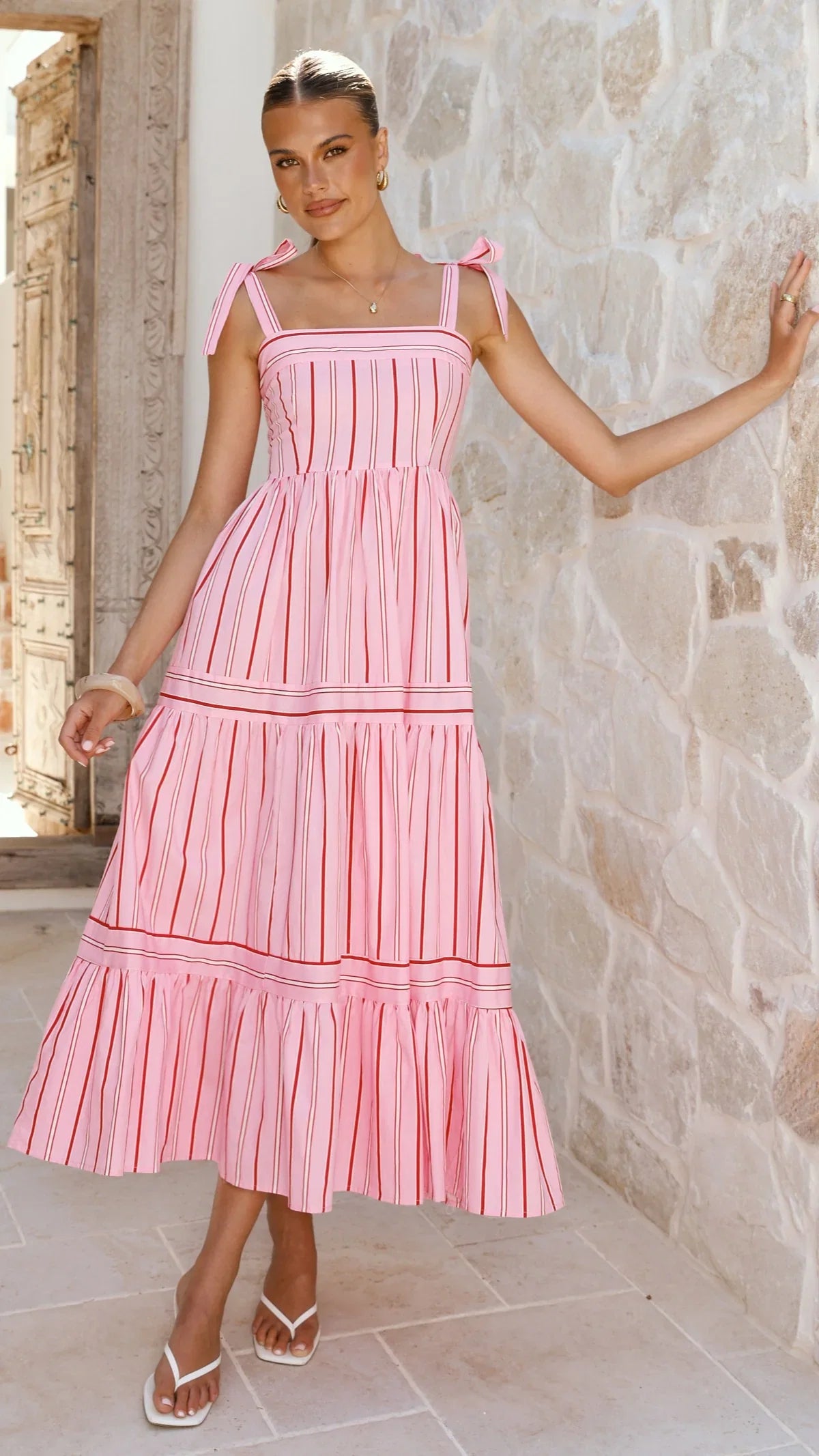 Caju Maxi Dress Pink Stripe