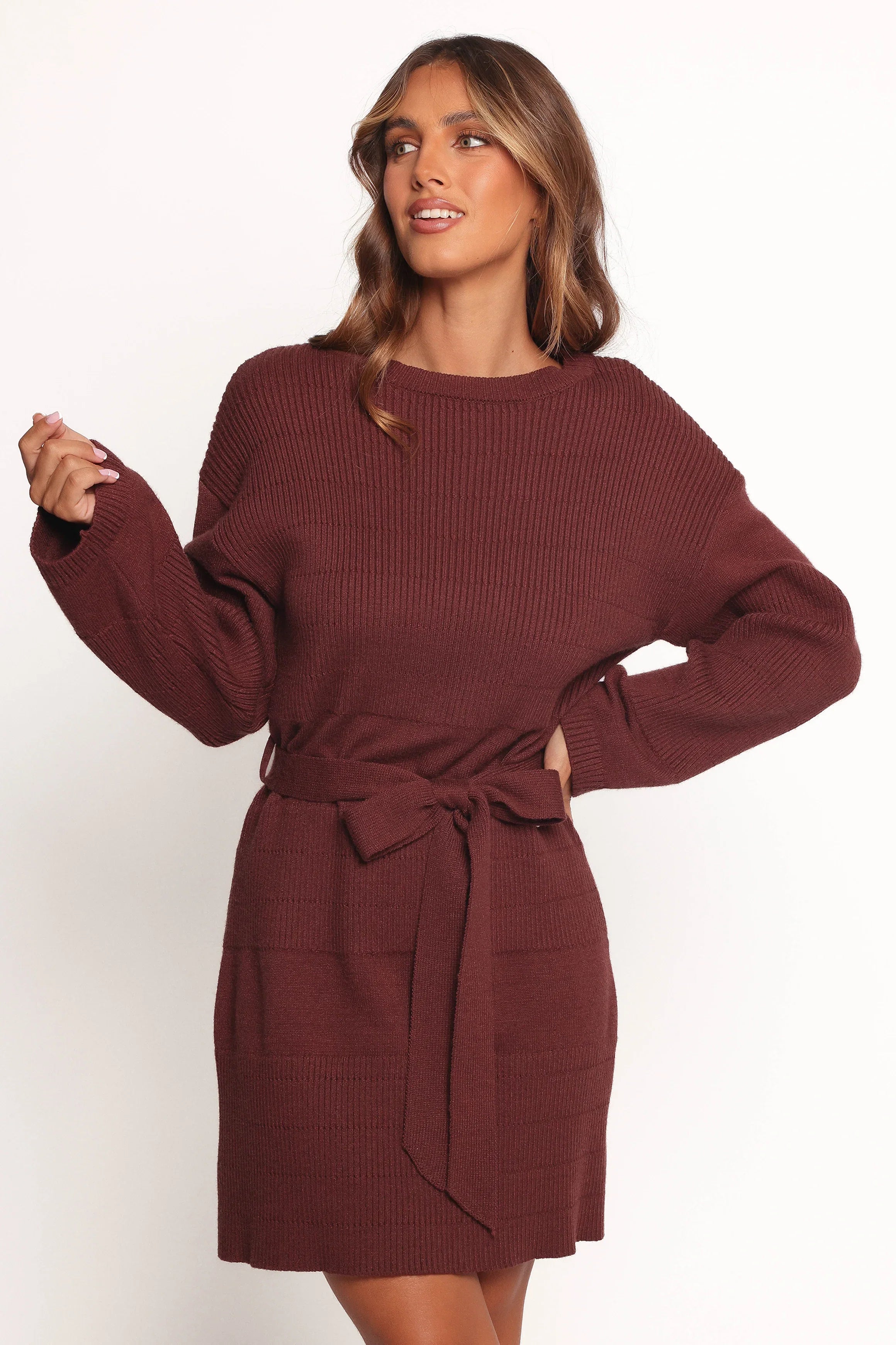 Lucca Mini Sweater Dress Chocolate Brown
