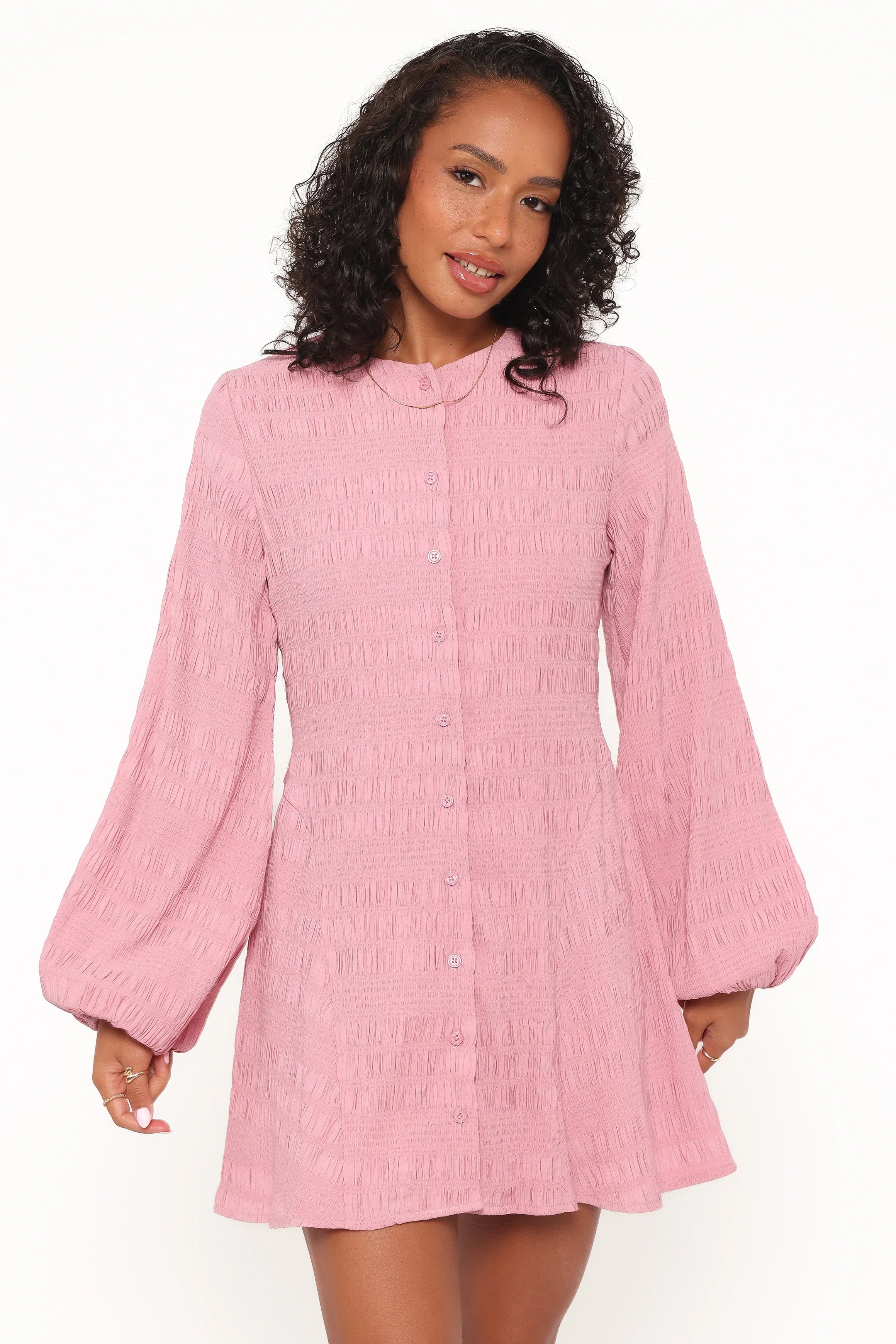 Amaya Long Sleeve Mini Dress Pink