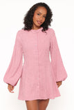 Amaya Long Sleeve Mini Dress Pink