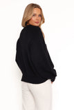 Cecelia Bow Print Mock Neck Knit Sweater Black