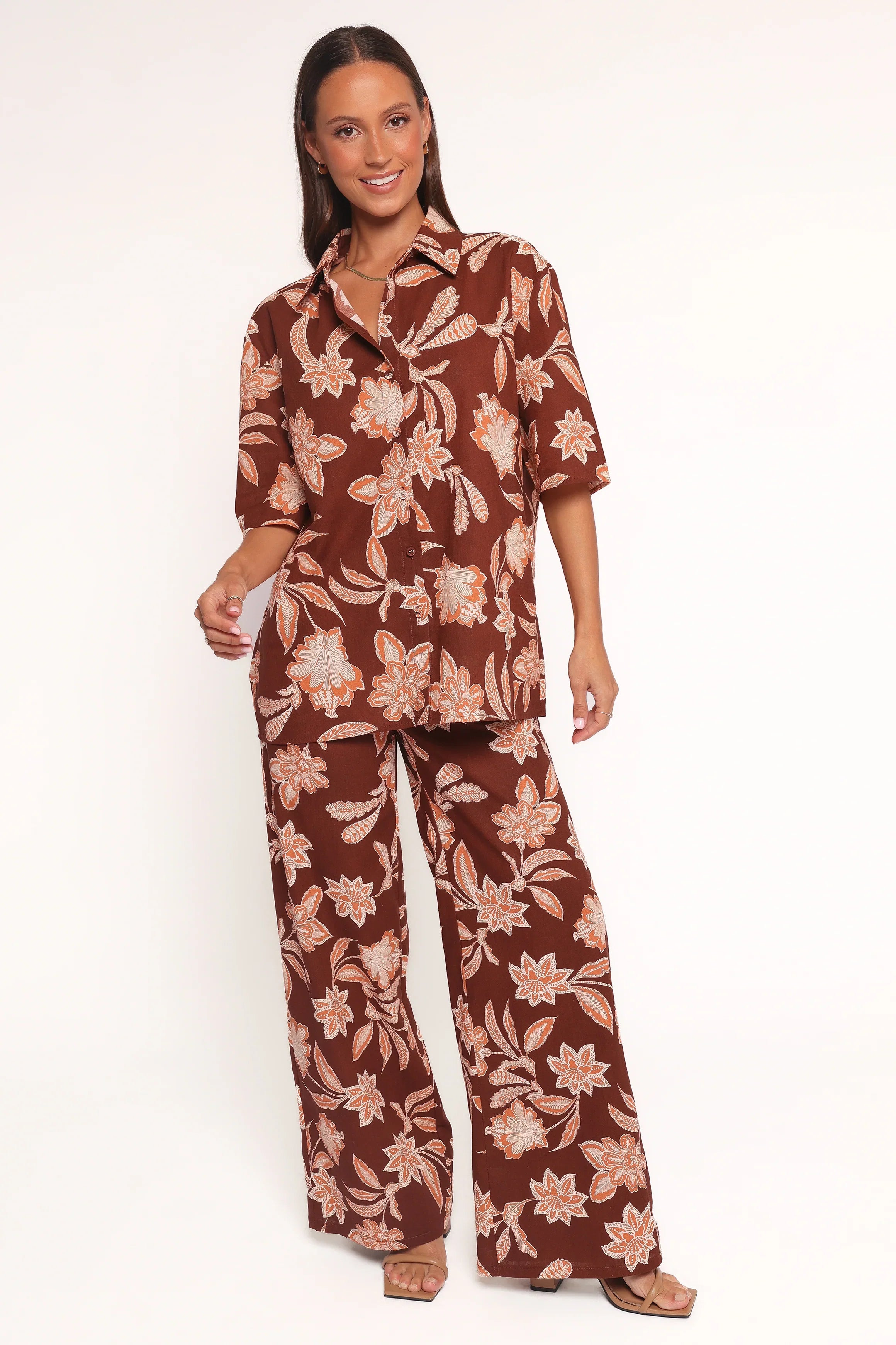 Samira Short Sleeve Shirt Orange Floral