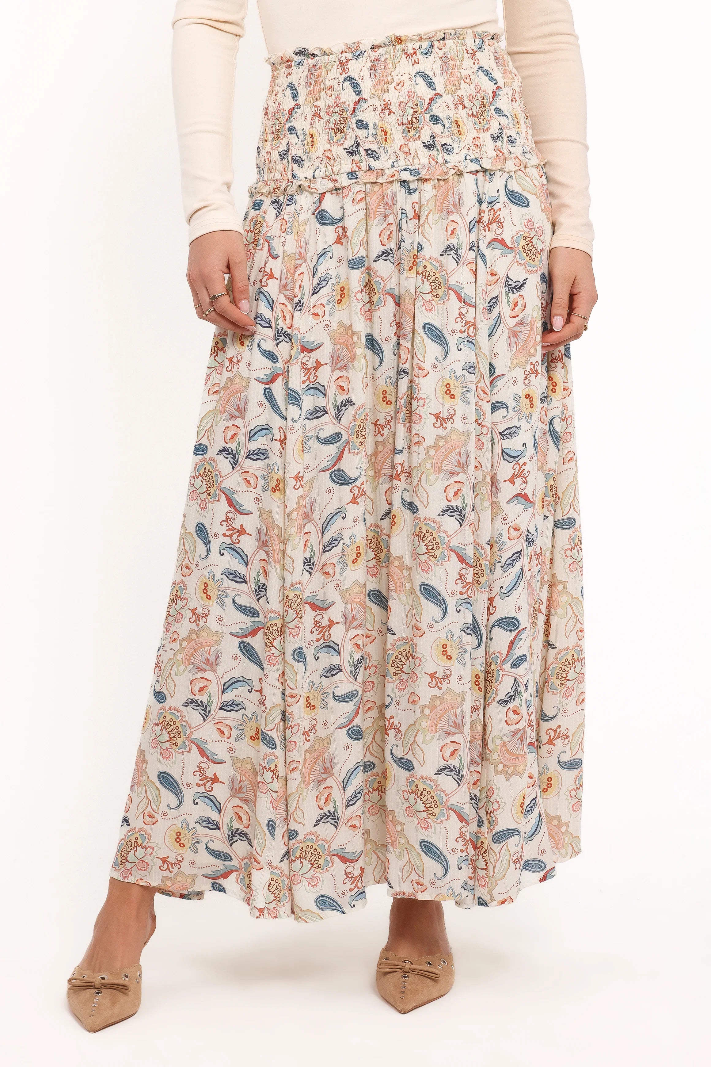 Seana Shirred Waist Maxi Skirt Paisley