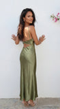 Olivienne Satin Maxi Dress Green