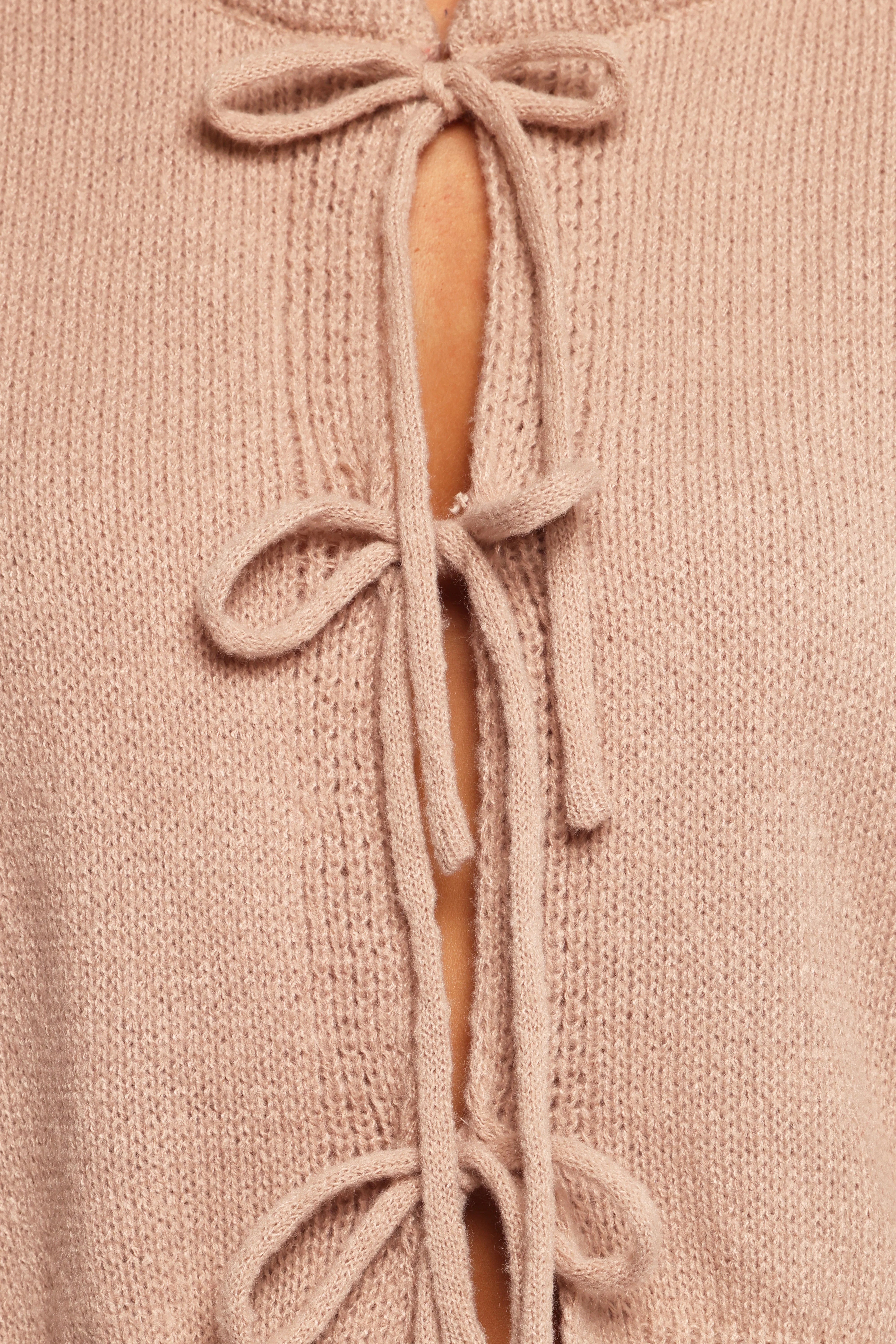 Koskie Tie Knit Top Taupe