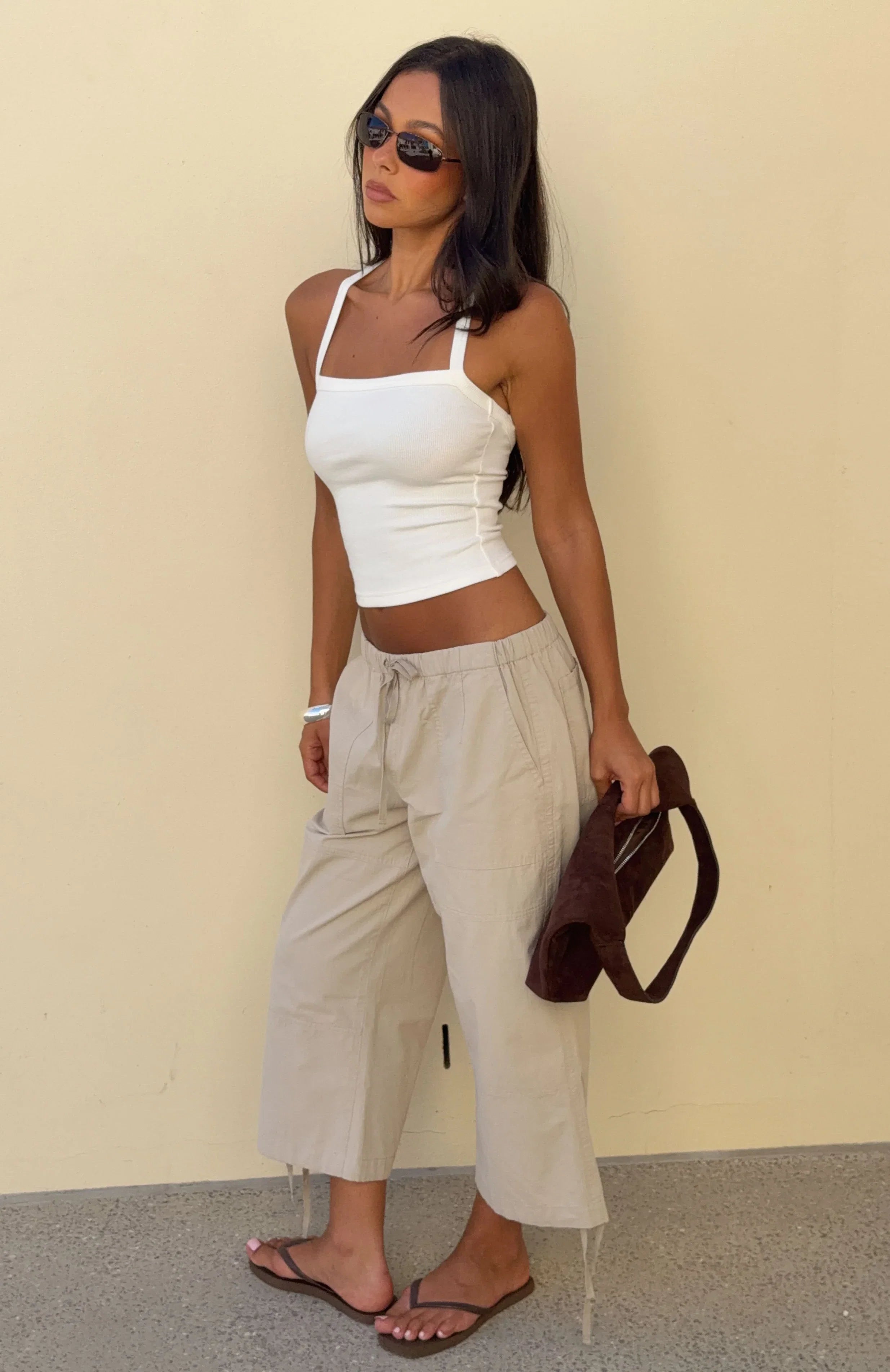 Date Me Capri Cargo Pants Stone