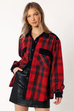 Lucille Plaid Shacket Red Navy
