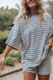 Hellen Stripe Short Set Blue Cream Stripe