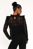 Lettie Lace Ruffle Top Black