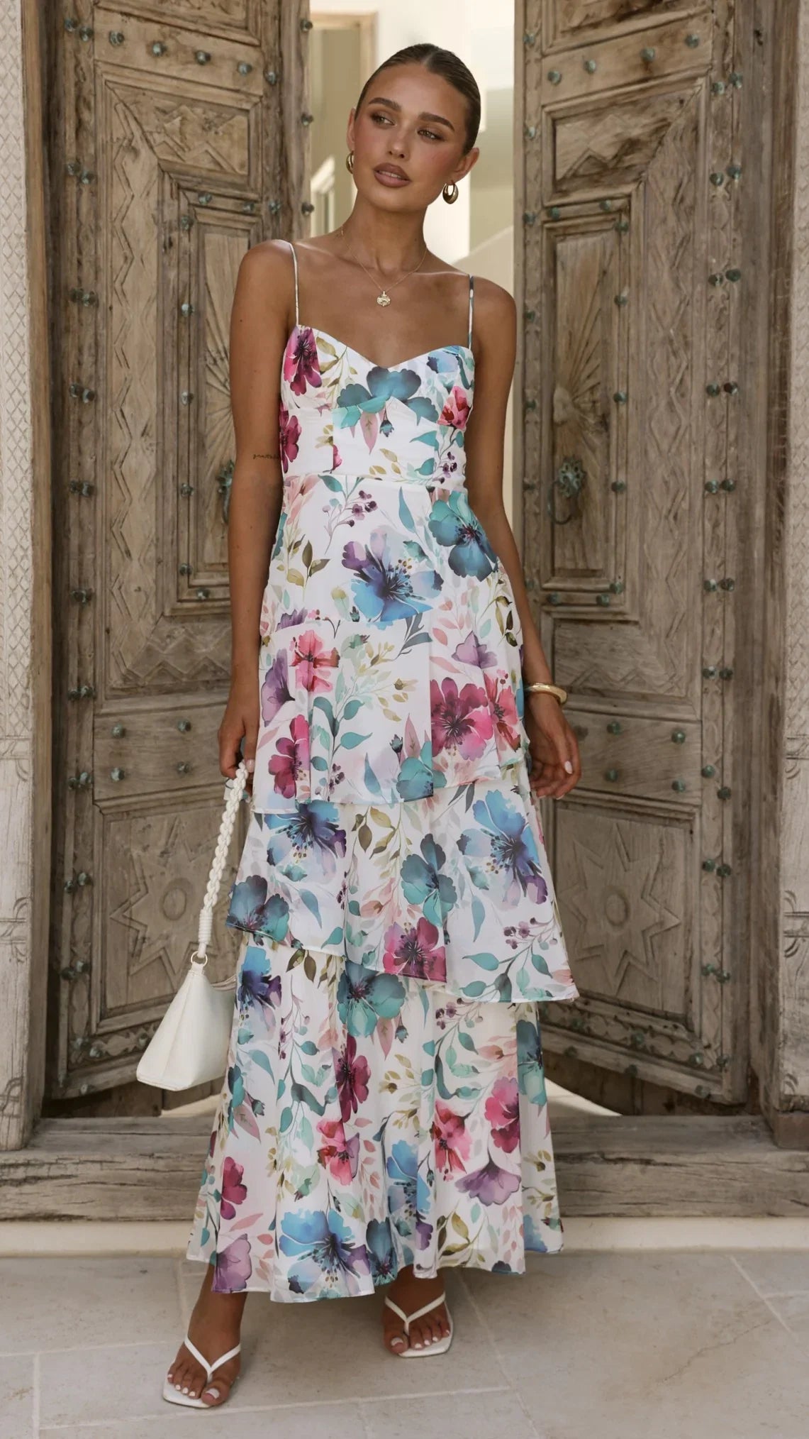 Ami Maxi Dress Blue Pink Floral