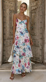 Ami Maxi Dress Blue Pink Floral