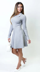 Korin Gray Knit Sweater Mini Dress