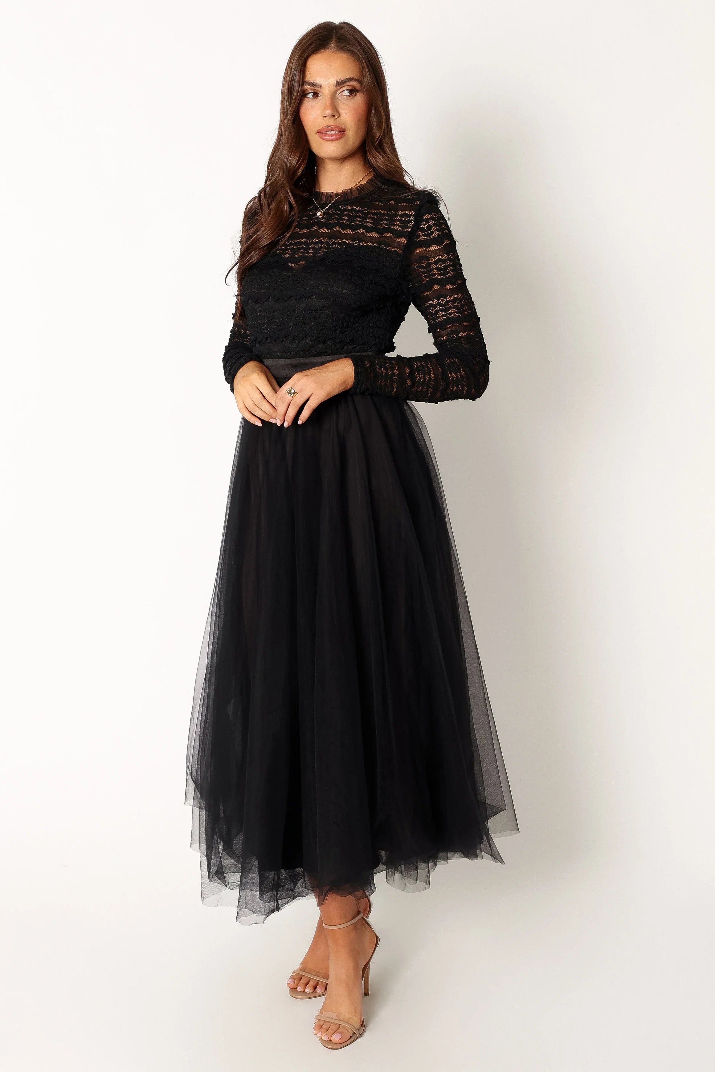 Pilla Long Sleeve Midi Dress Black